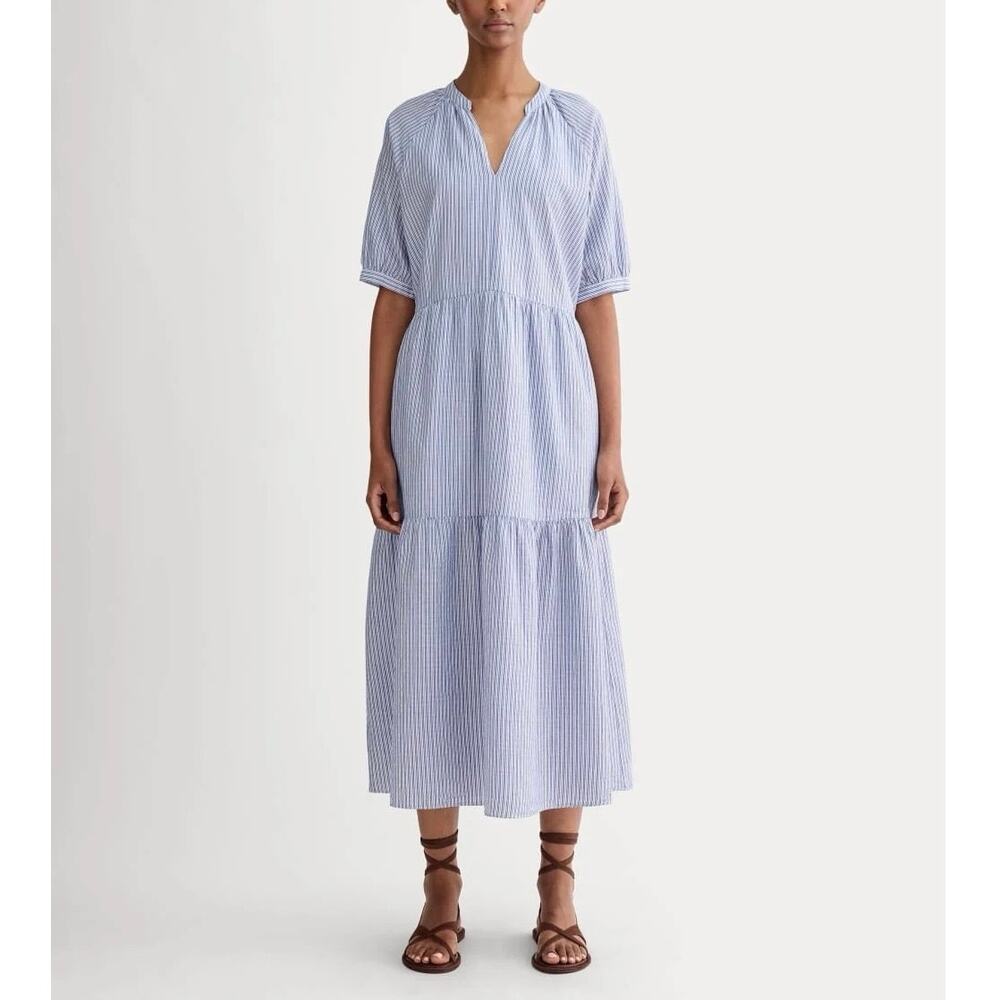 NWT Everlane The Farmers Market Guaze Dress Mazarine Blue White Size Medium